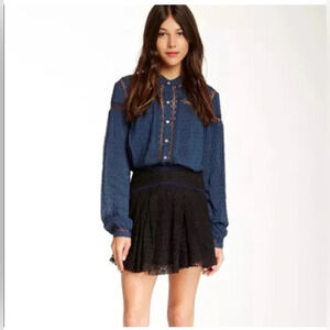 Free People Apple Of My Eye Crochet Mini Skirt Size 10